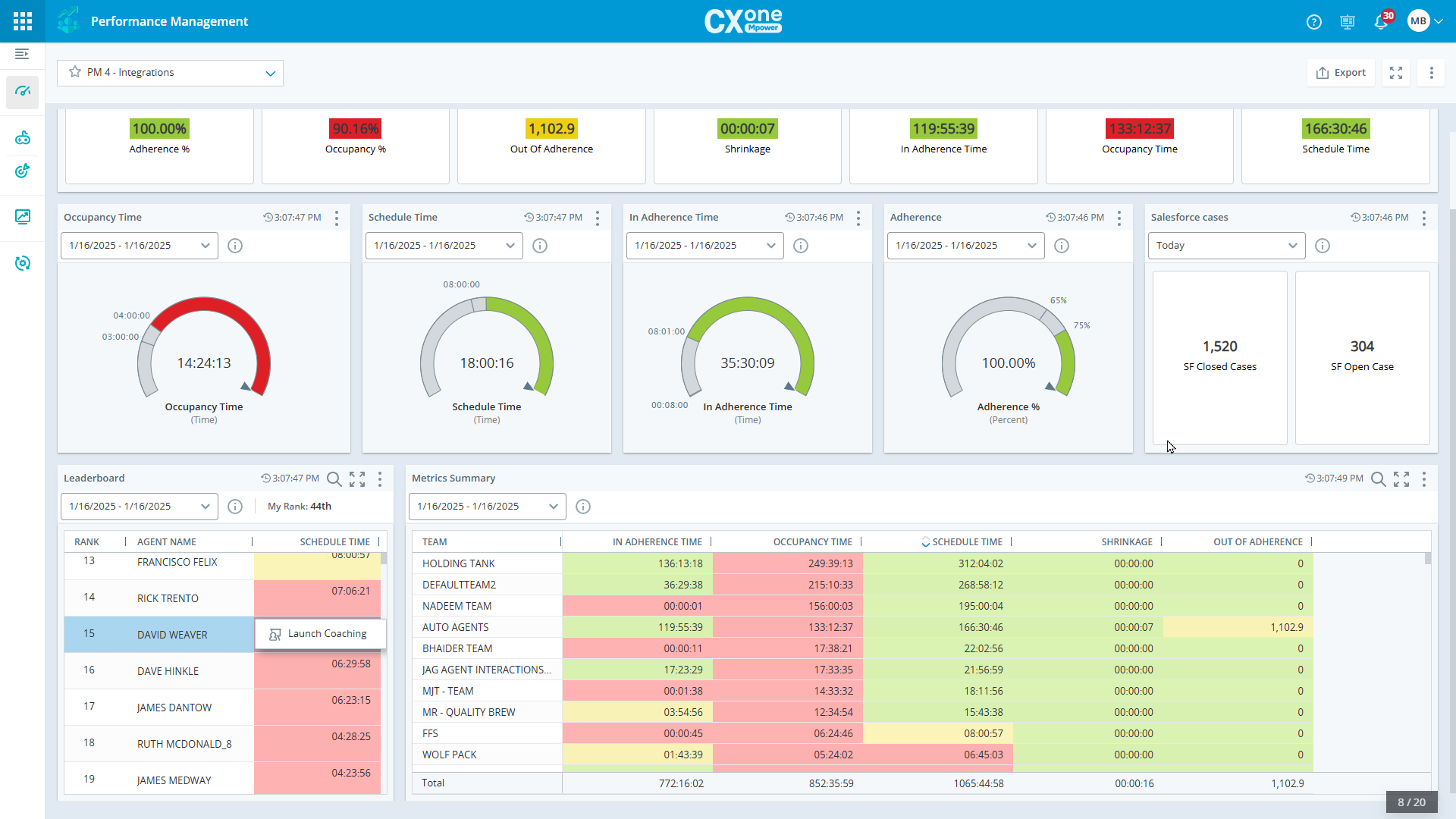 screenshot of CXone Mpower